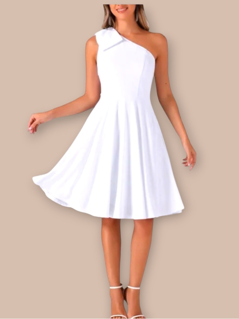 Women's Dress Bow One Shoulder Strapless A-Line Flared Party Dress with Pockets